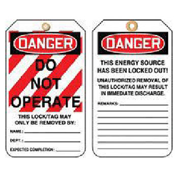 Accuform MLT400CTP Signs 5 7/8" X 3 1/8" PF Cardstock Lockout Tag "Danger Do Not Operate" (25 Per Package)