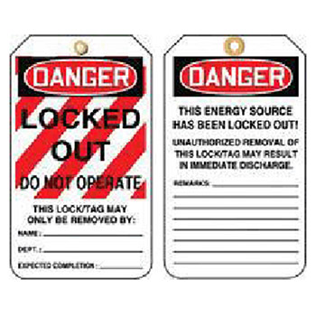 Accuform MLT407CTP Signs 5 7/8" X 3 1/8" PF Cardstock Lockout Tag "Danger Locked Out Do Not Operate" (25 Per Package)
