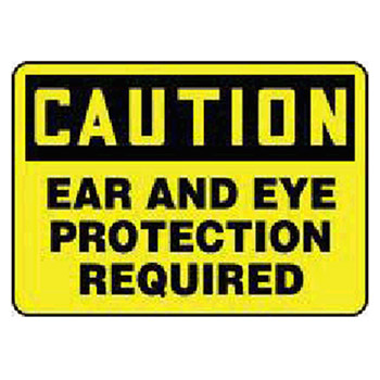 Accuform MPPE436VS Signs 7" X 10" Black And Yellow Adhesive Vinyl Value Personal Protection Sign "Caution Ear And Eye
