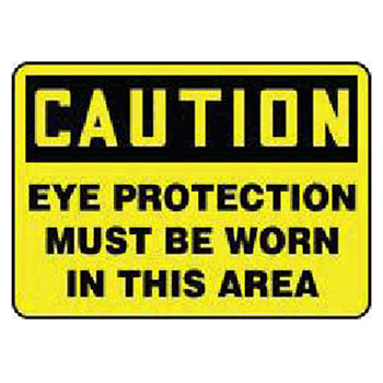 Accuform MPPEC70BVS Signs 7" X 10" Black And Yellow Adhesive Vinyl Value Personal Protection Sign "Caution Eye Protection