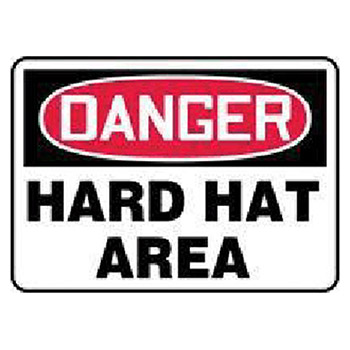 Accuform MPPED37BVS Signs 7" X 10" Red Black And White Adhesive Vinyl Value Personal Protection Sign "Danger Hard Hat Area"