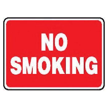 Accuform MSMK423VS Signs 7" X 10" Red And White Adhesive Vinyl Value Smoking Control Sign "No Smoking"