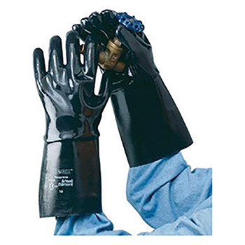 Ansell Size 10 Black Neox 12" Insulated Jersey Lined Neoprene Fully Coated Chemical Resistant Gloves With Smooth Finish And Gauntlet Cuff