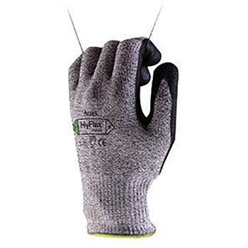 Ansell ANE11-435-11 Size 11 HyFlex 13 Gauge Medium Weight Cut And Abrasion Resistant Dark Gray Water Based Polyurethane Palm Coated Work Gloves With Gray Dyneema, Lycra, Nylon, Glass Fiber Liner And Knit Wrist