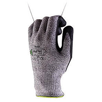 Ansell ANE11-435-6 Size 6 HyFlex 13 Gauge Medium Weight Cut And Abrasion Resistant Dark Gray Water Based Polyurethane Palm Coated Work Gloves With Gray Dyneema, Lycra, Nylon, Glass Fiber Liner And Knit Wrist