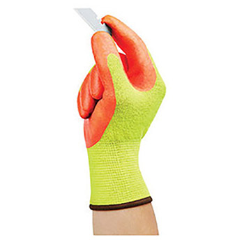 Ansell Size 10 Hi-Viz Yellow And Hi-Viz Orange HyFlex Medium Weight Cut Resistant Gloves With Knit Wrist, DuPont Kevlar Lining And Foam Nitrile Coating