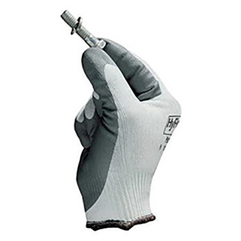 Ansell ANE11-800 HyFlex Light Weight Multi-Purpose Gray Foam Nitrile Palm Coated Work Gloves With White Nylon Liner And Knit Wrist, Per Dozen
