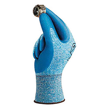 Ansell ANE11-920-11 Size 11 HyFlex 15 Gauge Medium Duty Cut And Abrasion Resistant Blue Nitrile Palm Coated Work Gloves With Blue Heather Nylon Liner, Knit Wrist And Grip Technology