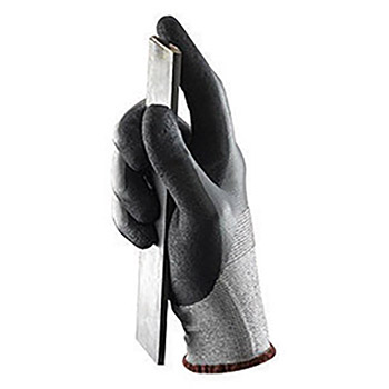 Ansell ANE11-927-10 Size 10 HyFlex Medium Weight Cut And Abrasion Resistant Dark Gray And Black Nitrile 3/4 Dipped Palm Coated Work Gloves With Gray High Performance Polyethylene And Nylon Plaited Liner, Knit Wrist And  Grip Technology