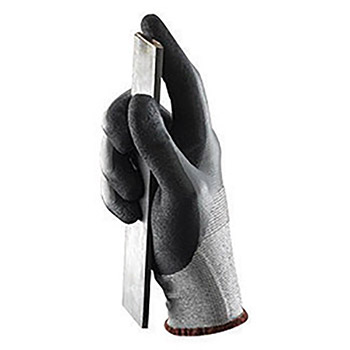 Ansell ANE11-927-8 Size 8 HyFlex Medium Weight Cut And Abrasion Resistant Dark Gray And Black Nitrile 3/4 Dipped Palm Coated Work Gloves With Gray High Performance Polyethylene And Nylon Plaited Liner, Knit Wrist And  Grip Technology