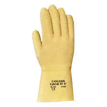 Ansell ANE16-312-10 Size 10 Golden Grab-It II Heavy Duty Multi-Purpose Cut Resistant Natural Rubber Latex Fully Coated Work Gloves With Jersey Knit Liner And Gauntlet Cuff