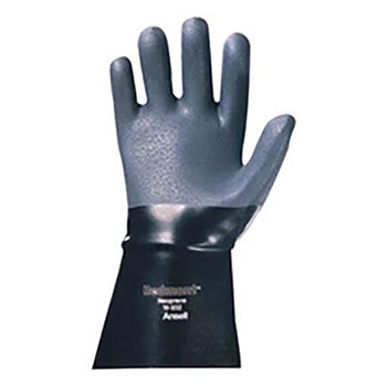 Ansell Size 10 Large Black Redmont 18" Fleece-Jersey Lined Neoprene Fully Coated Chemical Resistant Gloves With Rough Finish And Gauntlet Cuff