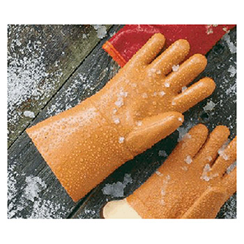 Ansell Edmont 204827 Size 10 Orange Winter Monkey Grip Jersey Lined Cold Weather Gloves With Wing Thumb Gauntlet Cuffs PVC