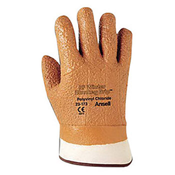 Ansell ANE23-173-10 Size 10 Orange Winter Monkey Grip Textured Jersey Lined Cold Weather Gloves With Wing Thumb, Safety Cuff, Vinyl Fully Coated, Foam Insulation And Raised Finish