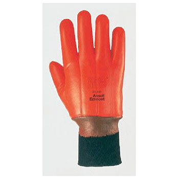 Ansell Edmont 205309 Size 10 Hi-Viz Orange Winter Monkey Grip Jersey Lined Cold Weather Gloves With Wing Thumb Knit Wrist