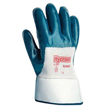 Ansell ANE27-600-8 Size 8 Hycron Heavy Duty Multi-Purpose Cut And Abrasion Resistant Blue Nitrile Palm Coated Work Gloves With Jersey Liner And Knit Wrist