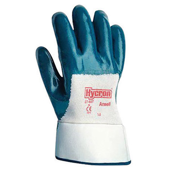 Ansell ANE27-607-10 Size 10 Hycron Heavy Duty Multi-Purpose Cut And Abrasion Resistant Blue Nitrile Palm Coated Work Gloves With Jersey Liner And Safety Cuff