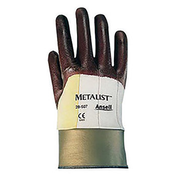 Ansell ANE28-507-10 Size 10 Metalist Medium Duty Cut Resistant Brown Nitrile Foam Palm Coated Work Gloves With Two Piece DuPont Kevlar And Cotton Liner And Safety Cuff