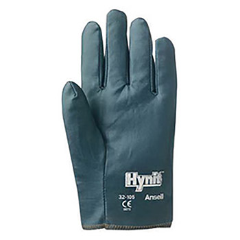 Ansell ANE32-105-10 Size 10 Mens Hynit Medium Duty Multi-Purpose Cut And Abrasion Resistant Blue Nitrile Impregnated Fabric Fully Coated Work Gloves With Interlock Knit Liner And Slip-On Cuff