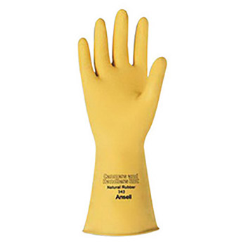Ansell Size 10 Natural Canners And Handlers 12" 20 mil Unsupported Natural Rubber Latex Medium Duty Chemical Resistant Gloves With Diamond Embossed Grip Finish And Rolled Beaded Cuff