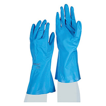 Ansell Size 10 Blue Sol-Vex 13" 11 mil Unsupported Nitrile Chemical Resistant Gloves With Textured And Large Diamond Grip Finish And Straight Cuff