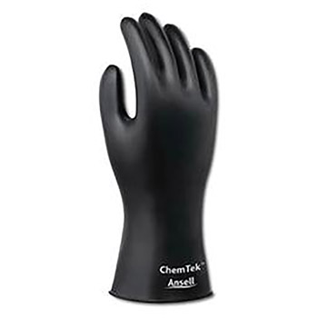 Ansell Size 9 Black ChemTek 12" 4-8 mil Viton And Butyl Chemical Resistant Gloves With Smooth Finish And Gauntlet Cuff