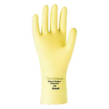 Ansell Size 10 Natural Technicians 12" 13 mil Unsupported Natural Rubber Latex And Neoprene Light Duty Chemical Resistant Gloves With Pebble Embossed Grip Finish And Pinked Cuff