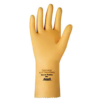 Ansell Size 10 Natural Canners And Handlers 12" 20 mil Unsupported Natural Rubber Latex Medium Duty Chemical Resistant Gloves With Pebble Embossed Grip Finish And Pinked Cuff