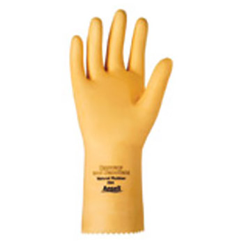 Ansell Size 10 Natural Canners And Handlers 12" 20 mil Unsupported Natural Rubber Latex Medium Duty Chemical Resistant Gloves With Fishscale Grip Finish And Pinked Cuff