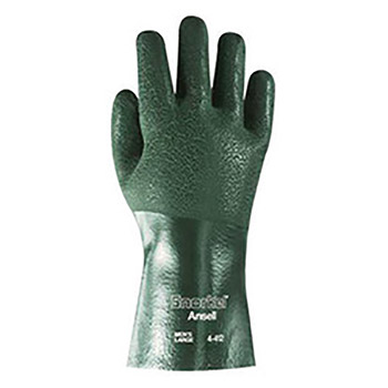 Ansell Size 10 Green Snorkel 14" Jersey Knit Lined 11 mil PVC Fully Coated Chemical Resistant Gloves With Rough Finish And Gauntlet Cuff