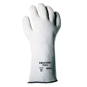 Ansell Size 8 Gray Crusader Flex Heavy Weight Nitrile Non-Woven Felt Lined Heat Resistant Gloves With 10" Gauntlet Slip-On Cuff