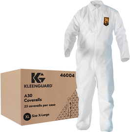 Coverall Kleenguard, Ansell X-Large White KleenGuard A30, SMS Disposable Coveralls