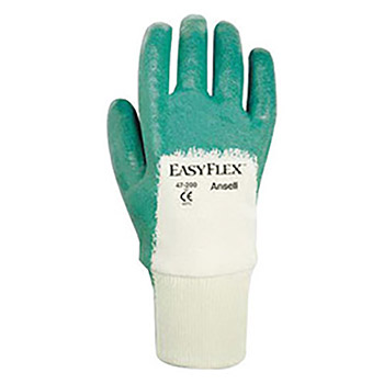 Ansell Size 10 Easy Flex Light Duty Multi-Purpose Cut And Abrasion Resistant White And Green Nitrile Palm Coated Work Gloves With Cotton Knit Liner And Knit Wrist