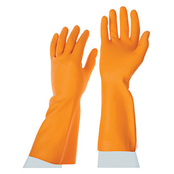 Ansell Size 10 Citrus Orange AciTek 14" 20 mil Natural Rubber Latex Polymer Hand Specific Chemical Resistant Gloves With Fishscale Grip Finish And Straight Cuff