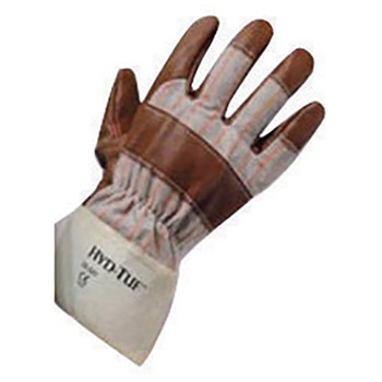 Ansell Size 10 Hyd-Tuf Heavy Duty Gunn Cut Cut And Abrasion Resistant Brown Nitrile Palm Coated Work Gloves With Jersey Liner, Knuckle Strap And Safety Cuff