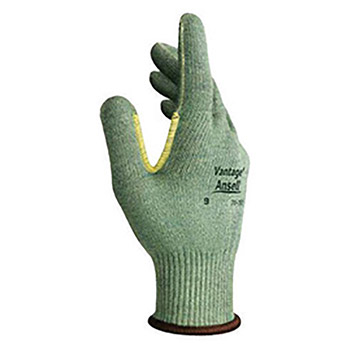 Ansell ANE70-761-8 Size 8 Green Vantage Medium Weight Cut Resistant Gloves With Knit Wrist, Kevlar Poly Cotton Lined And Reinforced Thumb Crotch