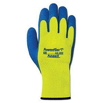 Ansell Edmont 80-400-8 Size 8 Hi-Viz Yellow And Blue Powerflex T Degree Hi Viz Yellow Rubber Thermal And Terry Cloth Lined Collar