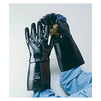 Ansell ANE9-924-10 Size 10 Large Black Neox 14" Fleece-Jersey Lined Neoprene Fully Coated Chemical Resistant Gloves With Smooth Finish And Gauntlet Cuff