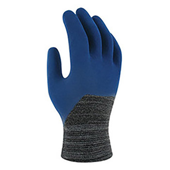 Ansell Size 10 Gray And Blue Nitrotough Seamless Knit 13 ga Cut Resistant Gloves With Knit Wrist, Technor Knitting Technology Lined And 3-4 Dipped Nitrile Coating