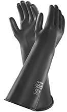 Ansell AlphaTec 24" Black 59 mil Unsupported Natural Rubber Latex Heavy Weight Chemical Resistant Gloves With Smooth Finish And Beaded Cuff, Per Dz