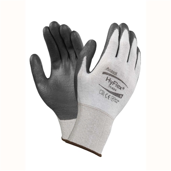 Ansell ANS11-624 HyFlex Light Duty Cut Resistant Black Polyurethane Palm Coated Work Gloves With White Lycra And DSM Dyneema Liner And Knit Wrist, Per Dz