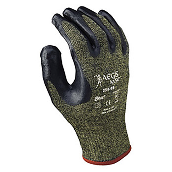 SHOWA Best Glove Size 7 Aegis KVS4 13 Gauge Cut Resistant Black Nitrile Dipped Palm Coated Work Gloves With Yellow Seamless Stainless Steel And Polyester Reinforced Aramid Knit Liner And Elastic Knit Wrist