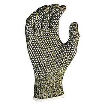 SHOWA Best Glove Size 10 Yellow And Black AEGIS D2S Dotted Style 13 gauge Stainless Steel And Polyester Cut Resistant Gloves With High Performance Knit Wrist, Seamless Knit Lined And PVC Dots Coating