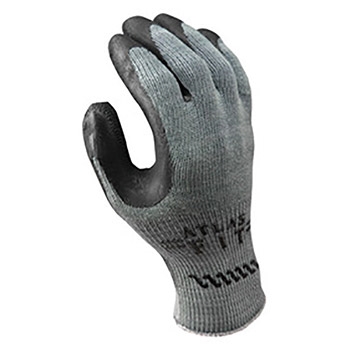 SHOWA Best Glove Atlas 10 Gauge Abrasion Resistant Black Natural Rubber Latex Palm Coated Work Gloves With Gray Seamless Cotton And Polyester Knit Liner And Knit Wrist, Per Pr