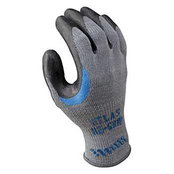 SHOWA Best Glove Size 8 Atlas Re-Grip 330 10 Gauge Light Weight General Purpose Abrasion Resistant Black Natural Rubber Latex Palm Coated Work Gloves With Light Gray Seamless Cotton And Polyester Knit Liner, Elastic Knit Wrist And Reinforced Thumb Crotch