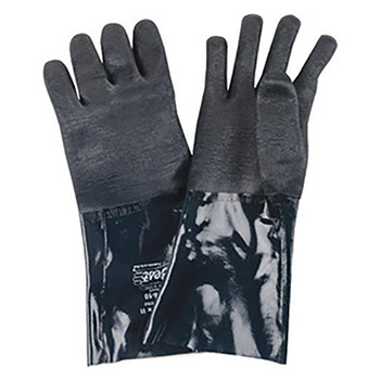 SHOWA Best Size 8 Small Blue Ultraflex II 14" Cotton Interlock Lined Neoprene Chemical Resistant Gloves With Rough Finish And Gauntlet Cuff