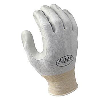 SHOWA Best Glove Size 8 Atlas 13 Gauge Oil Resistant White Nitrile Palm Coated Work Gloves With White Seamless Nylon Knit Liner And Elastic Knit Wrist