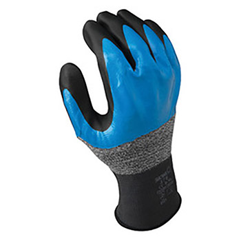 SHOWA Best Glove Size 8 SHOWA 13 Gauge Abrasion Resistant Black Nitrile Foam Palm Coated Work Gloves With Blue Seamless Cotton And Nylon Knit Liner And Reinforced Knit Wrist, Per Pr