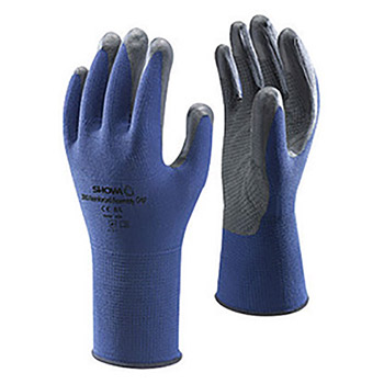 SHOWA Best Glove Size 8 VENTULUS 380 13 Gauge Cut Resistant Gray Nitrile Foam Palm Coated Work Gloves With Blue Seamless Anti-Skid Nylon Knit Liner And Elastic Band Cuff