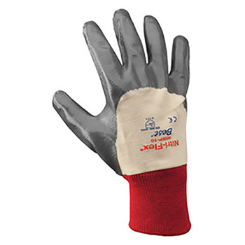 SHOWA Best Glove Size 8 Nitri-Flex Light Weight Cut Resistant Gray Nitrile Palm Coated Work Gloves With Cotton Liner And Knit Wrist